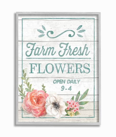 Stupell Industries Farm Fresh Flowers Gray Framed Wall Art